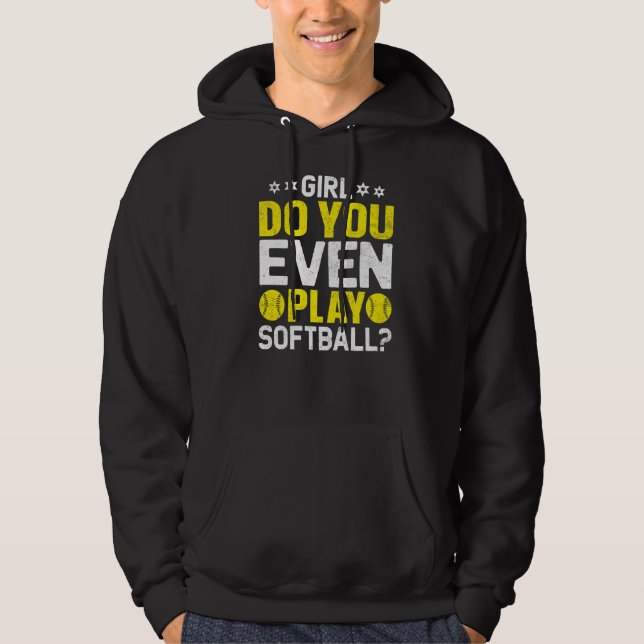 Mädchen spielt sogar Softball-Softball-Coach Hoodie (Vorderseite)