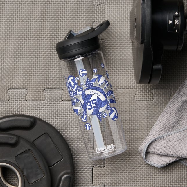 Mädchen Sporenblau-weiße Volleyballstars Trinkflasche (Fitnessstudio)