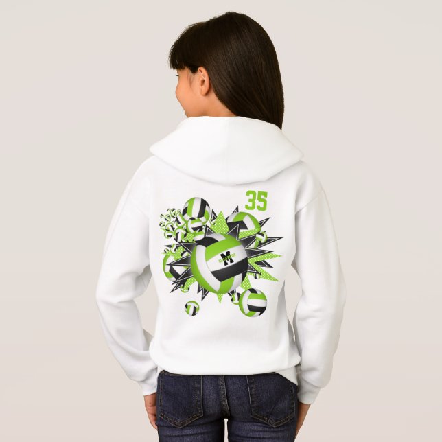 Mädchen Sportbekleidung Limone schwarze Volleyball Hoodie (Schwarz voll)