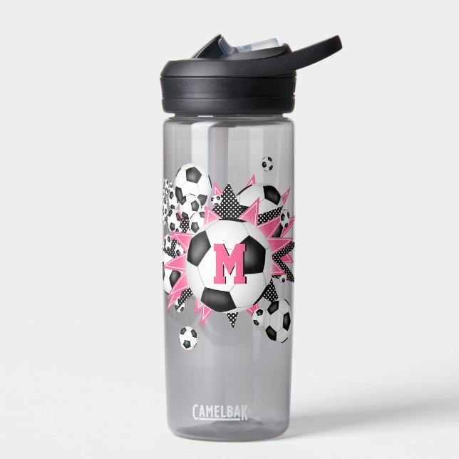 Mädchen Sportkleidung Fußball Bälle rosa schwarze  Trinkflasche (Links)