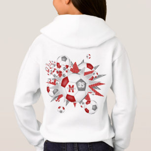 Mädchen Sportkleidung Fußball-Bälle Sterne rot gra Hoodie