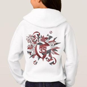 Mädchen Sportmaroon schwarze Volleyball Stars Hoodie