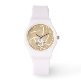 Mädchen Sportzubehör Gold Volleyball Armbanduhr