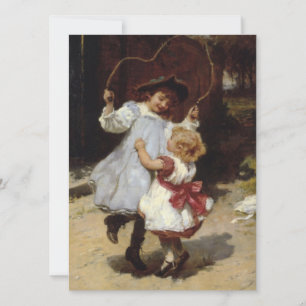 Mädchen springen mit einem Skipferd Karte