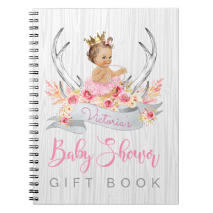 Mädchen-Stammes-Geweih-Baby-Shower-Gastgeschenkbuc Notizblock
