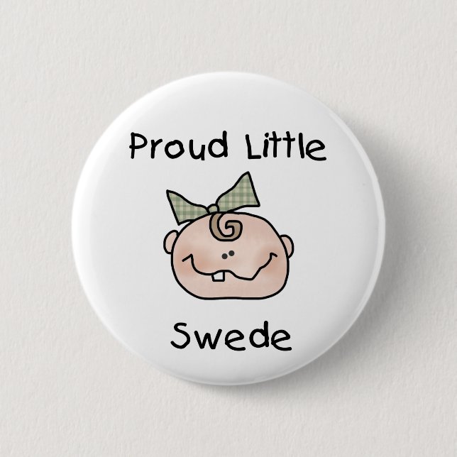 Mädchen-stolzes schwedisches Baby Button (Vorderseite)