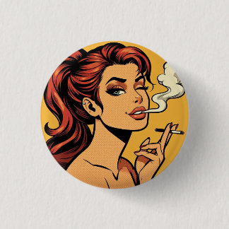 Mädchen Stoner | Comic- Pop-Art | Rauchende Liebha Button