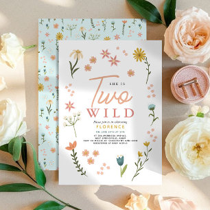 Mädchen Süß Zwei Wild Boho Wildblume 2. Geburtstag Einladung
