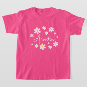 Mädchen Süße Personalisierte Blumen Daisy Rosa T-S T-Shirt