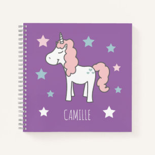 Mädchen Süßes Magisches Lila Einhorn Kinder Schule Notizbuch