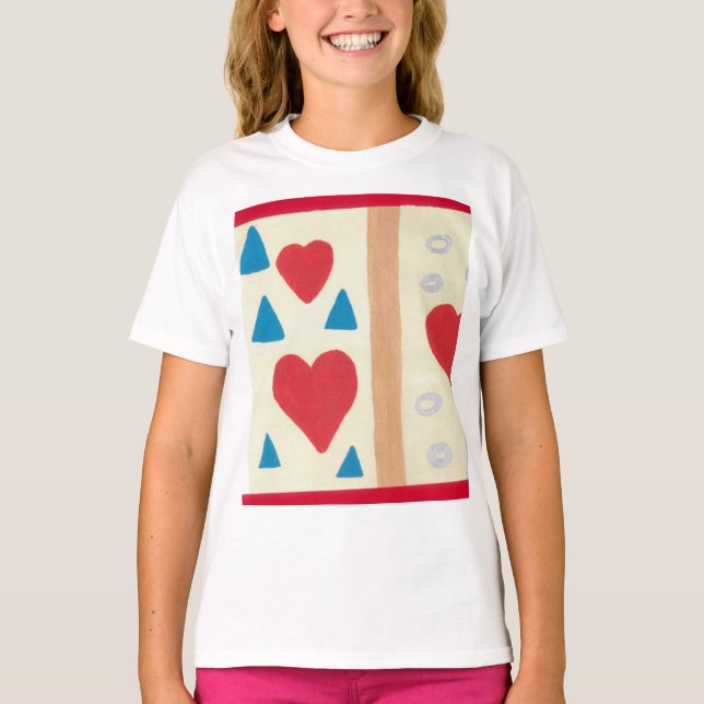 Mädchen T-Shirt mit gerraftem Saum (Vorderseite)