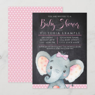 Mädchen-Tafel-Elefant-Babyparty-Einladung Einladung