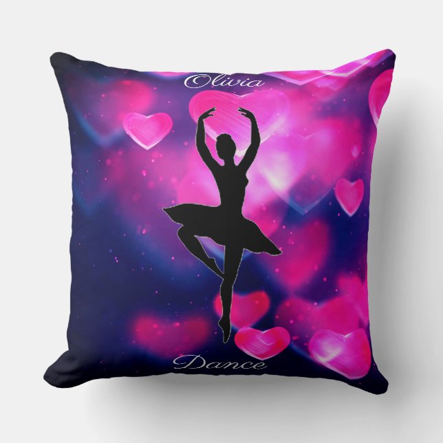 Mädchen tanzen rosa und Lila schwebende Herzen Kissen (Vorderseite)
