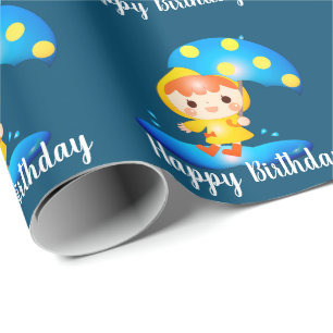 Mädchen tanzen unter dem Regen Geschenkpapier