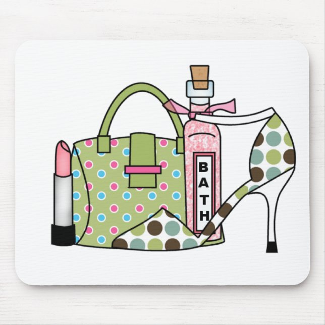 Mädchen-Taschen und Schuhe zwei Mousepad (Vorne)