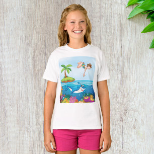 Mädchen taucht in einen Hai-freundlichen Korallenr T-Shirt