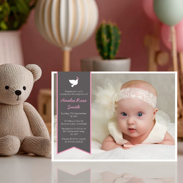 Mädchen - Taufe Einladung (Invite your loved ones to celebrate your baby girl's christening with this sweet invitation)