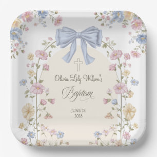 Mädchen-Taufe Pastell-Bogen Wildblume Christlich Pappteller