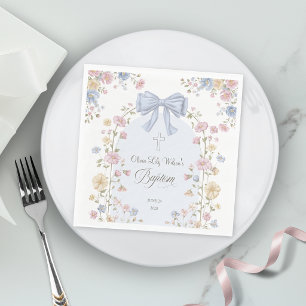 Mädchen-Taufe Pastell-Bogen Wildblume Christlich Serviette