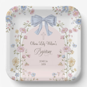 Mädchen-Taufe Pastell-Bogen Wildblume Pappteller