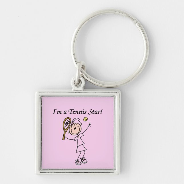 Mädchen-Tennis-Stern-T - Shirts und Geschenke Schlüsselanhänger (Vorne)