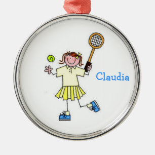 Mädchen-Tennis-Verzierung Ornament Aus Metall
