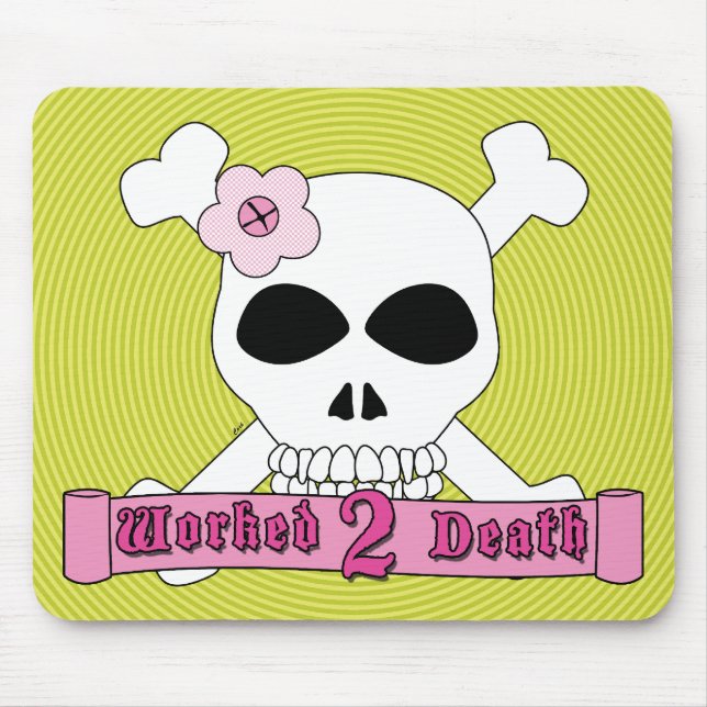 Mädchen-Totenkopf mit gekreuzter Knochen Mousepad (Vorne)