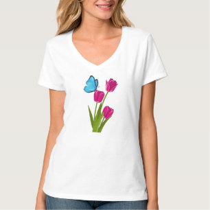 Mädchen Tulpe & Schmetterling T-Shirt