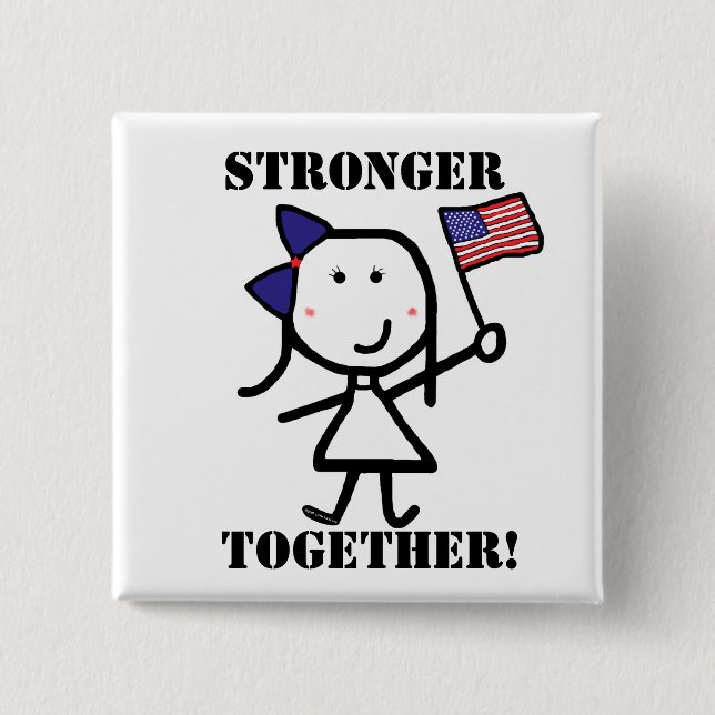 Mädchen u. Flagge - stärker zusammen! Button (Vorderseite)