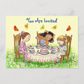 Mädchen-u. Schmetterlings-Party-Tee-Einladung Einladung