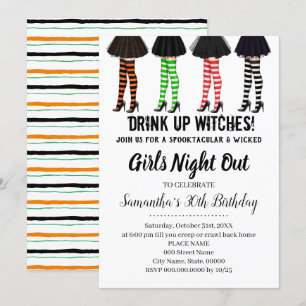 Mädchen übernachten Hexen am Geburtstag Einladung