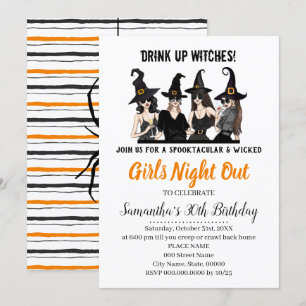 Mädchen übernachten Hexen-Halloween-Party Einladung