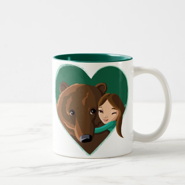 Mädchen und Bär Zweifarbige Tasse (Rechts)