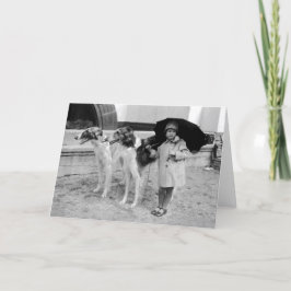 Mädchen-und Borzoi-Karte Karte