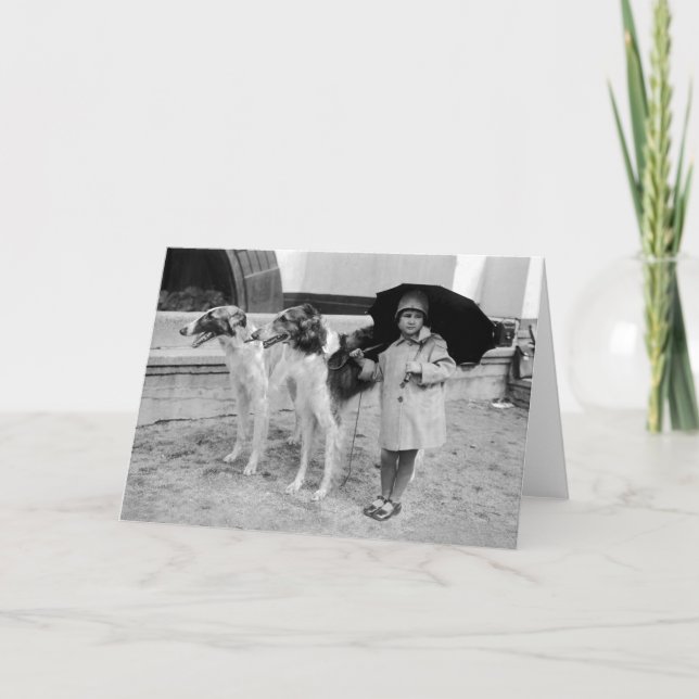 Mädchen-und Borzoi-Karte Karte (Vorderseite)