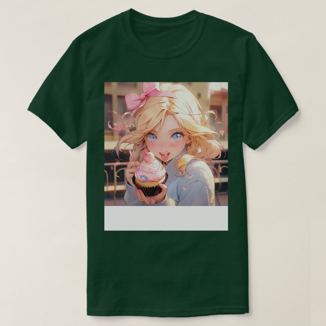 Mädchen und Cupcake T-Shirt (Design vorne)
