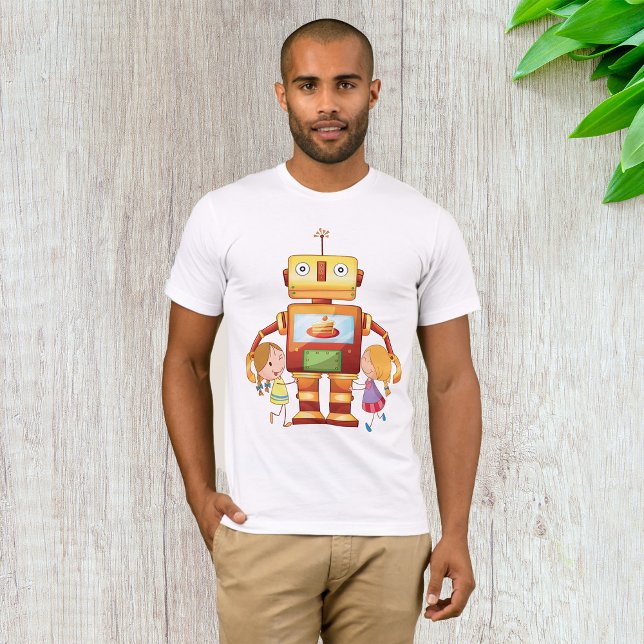 Mädchen und ein Roboter, der Mens-T - Shirt umarmt (Von Creator hochgeladen)