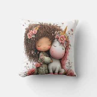 Mädchen und Einhorn Blumenkrone, hergestellt in de Kissen