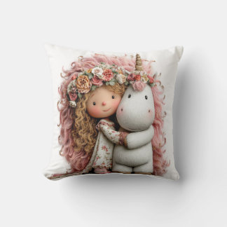 Mädchen und Einhorn Blumenkrone, hergestellt in de Kissen
