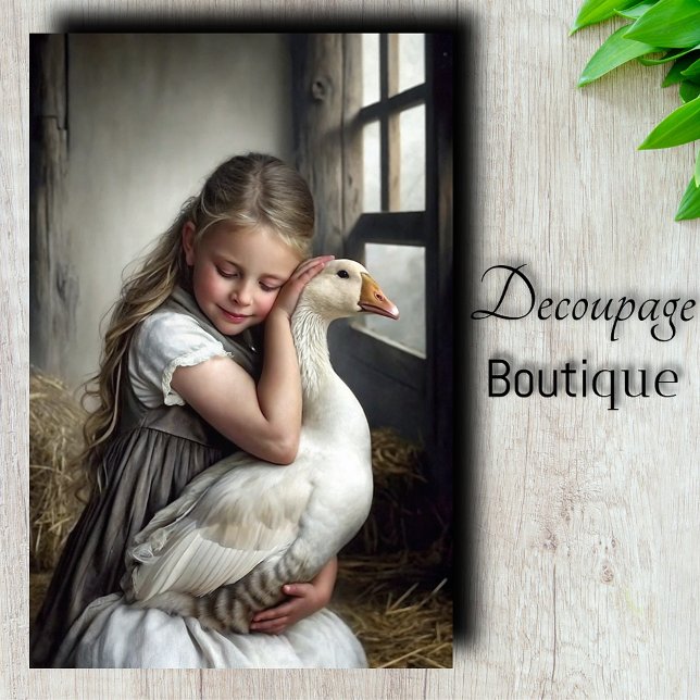 Mädchen und Gans Decoupage  Seidenpapier (Girl and Goose Decoupage Tissue Paper)
