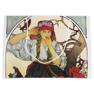 Mädchen und Geranium, Mucha Große Geschenktüte