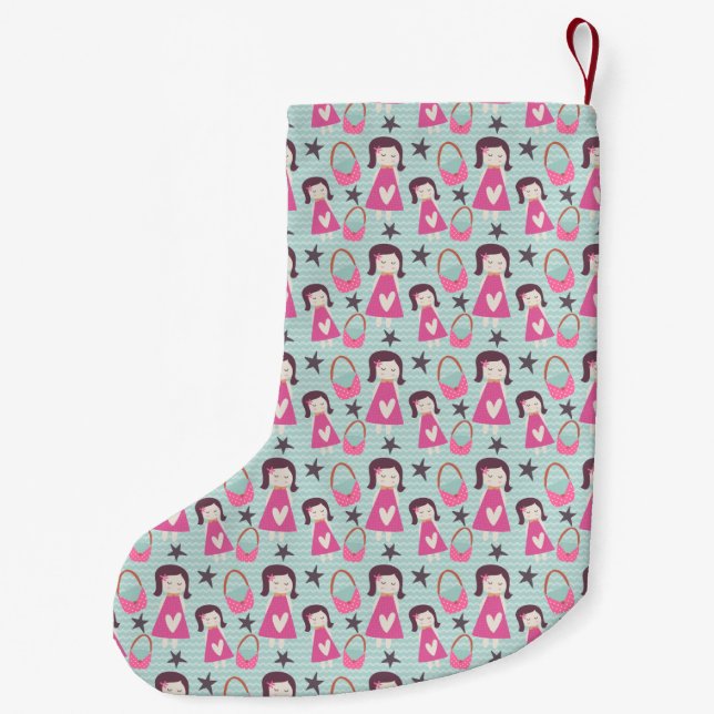 Mädchen und Handtaschen Kleiner Weihnachtsstrumpf (Rückseite)
