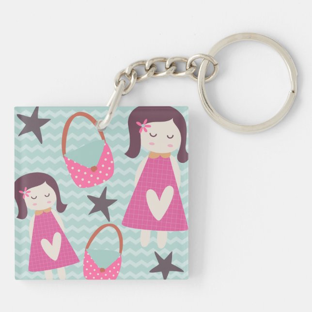Mädchen und Handtaschen Schlüsselanhänger (Rückseite)