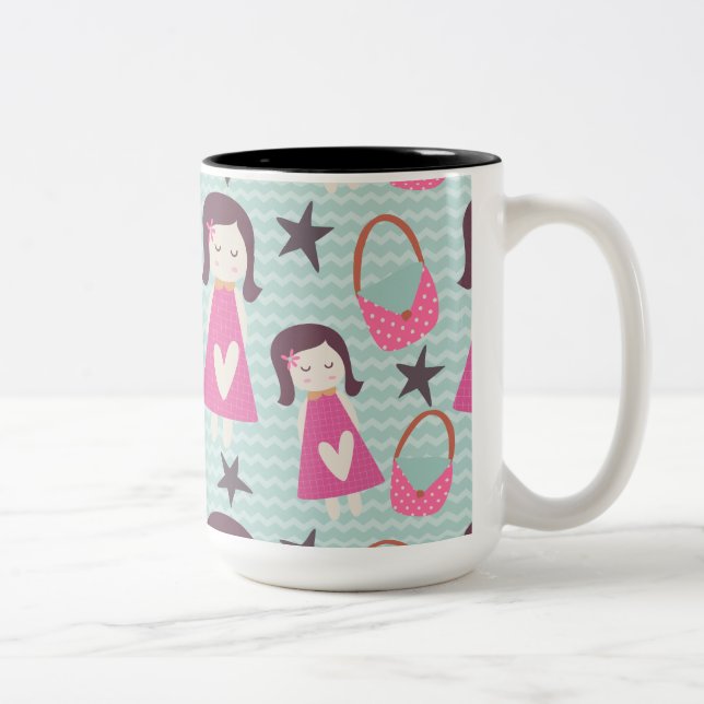 Mädchen und Handtaschen Zweifarbige Tasse (Rechts)