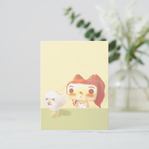 Mädchen-und-Hund-Soda-Illustration Ankündigungspostkarte