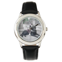 Mädchen und ihr Hund Armbanduhr