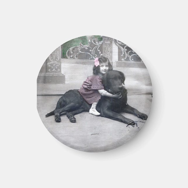 Mädchen und ihr Hund Magnet (Vorne)