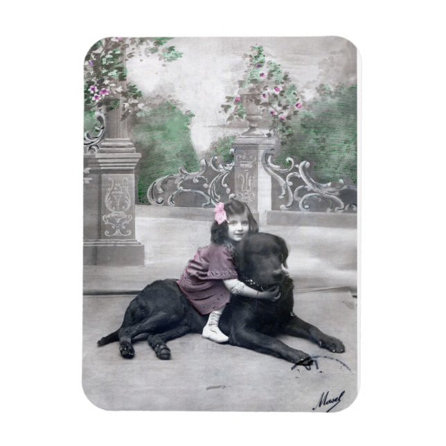 Mädchen und ihr Hund Magnet (Vertikal)