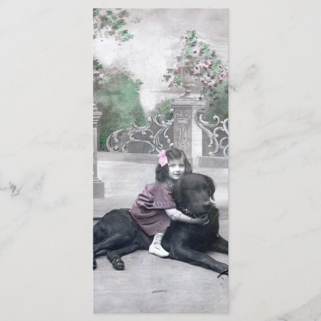 Mädchen und ihr Hund Menükarte (Vorderseite)