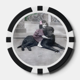 Mädchen und ihr Hund Pokerchips